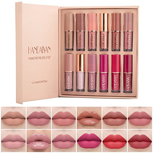 KIMIEYE 12Pcs Velvet Matte Liquid Lipstick Set, Waterproof L…