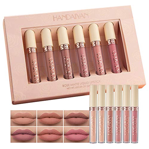 MAEPEOR Matte Liquid Lipstick 6PCS Nude Velvety Lip Gloss Ki…