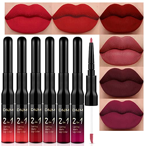 evpct 6Pcs Dark Red Mauve Purple Plum Matte Lip Stain