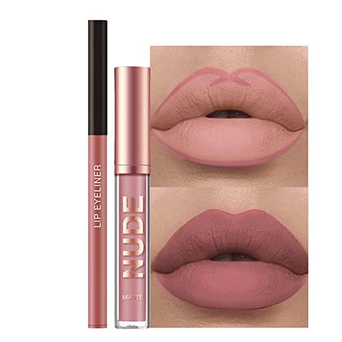 Rosarden 2Pcs Matte Lipstick and Lip Liner Set – Nude